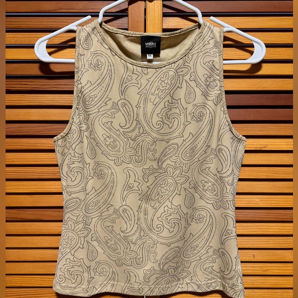 Beige Glittery Versace Top